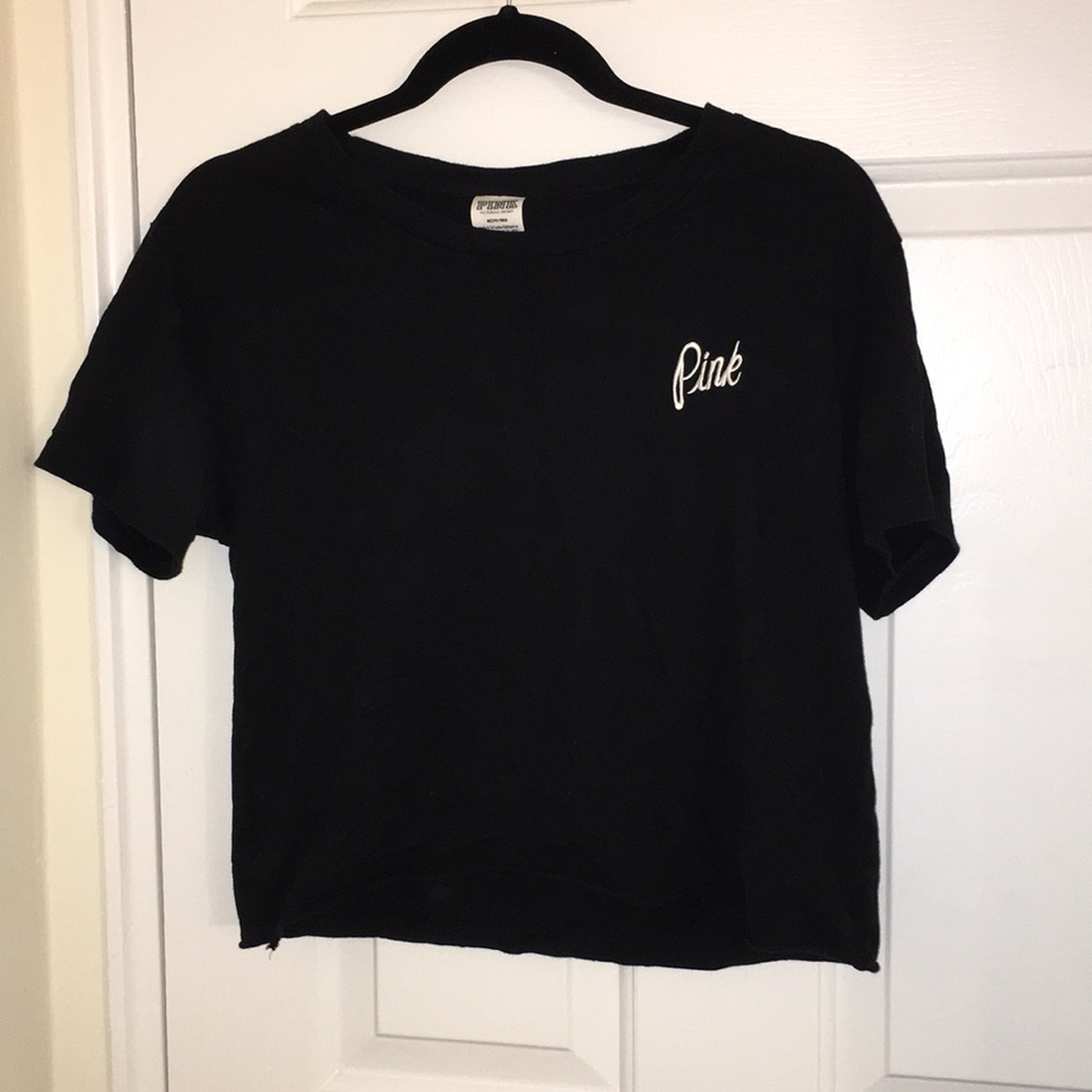 PINK black crop top